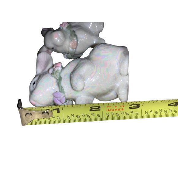 Easter Bunny Rabbits with Floral Wreaths Set of 3 - Picture 9 of 10